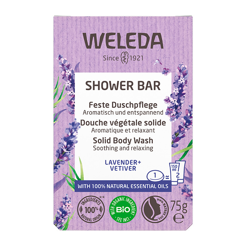 Weleda Shower Bar feste Duschpflege Lavender und Vetiver, 75g