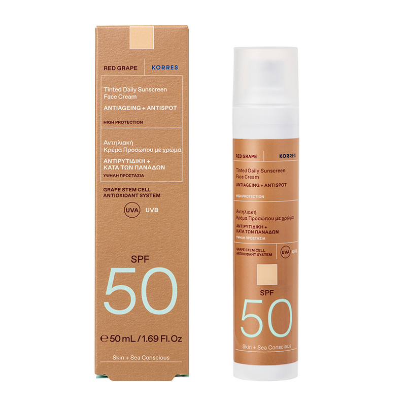 KORRES RED GRAPE Getönte Sonnencreme fürs Gesicht SPF50, 50ml